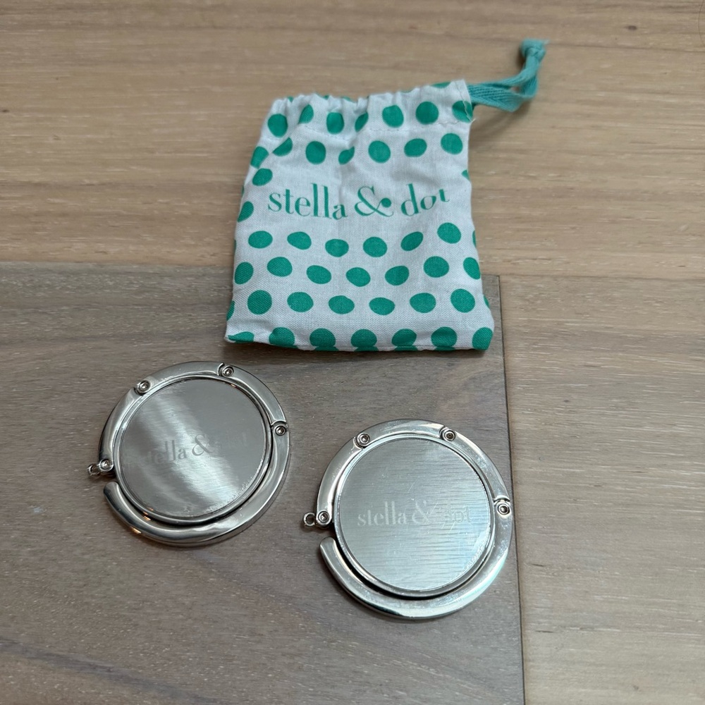 Stella & Dot Silver Compact Bag Hanger Set